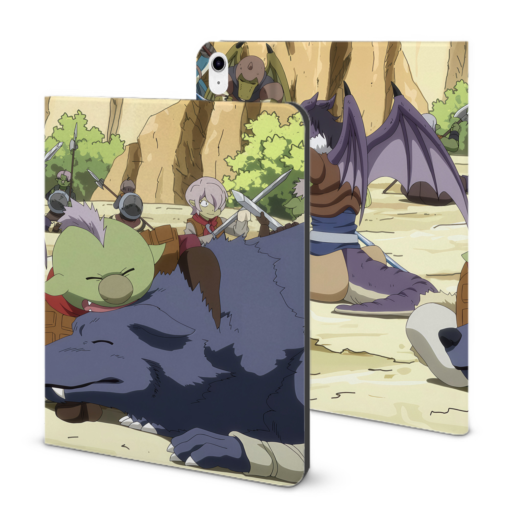 （画像用） 転スラ Regarding Reincarnated to Slime IPad ケース ブック型 PUレザー TPU 耐衝撃 軽量 薄型 ペン収納なし 全面保護 IPad 各モデル対応